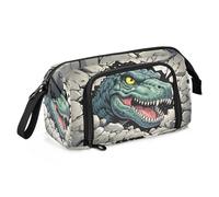 OWFKAY Astuccio portapenne di grande capacità, per scuola, università, ufficio, per adolescenti, ragazze, adulti, studenti, dinosauri che sfondano le rocce, Dinosauro che rompe attraverso le rocce