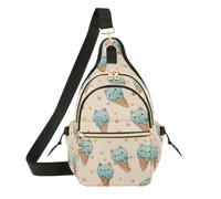 OWFKAY Blue Cat Ice Cream Sling Bag per donne uomini borsa a tracolla borsa a tracolla antifurto viaggio escursionismo