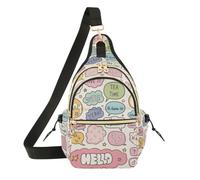 OWFKAY Borsa a tracolla con bolla con testo per donne e uomini, borsa a tracolla per il petto, antifurto, viaggi, escursionismo