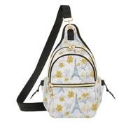 OWFKAY Borsa a tracolla con fiore Torre di Parigi per donne e uomini borsa a tracolla antifurto viaggio escursionismo