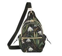 OWFKAY Borsa a tracolla con fiori di bucaneve, per uomo e donna, borsa a tracolla antifurto, per viaggi ed escursioni