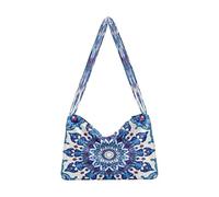 OWFKAY Borsa a tracolla da donna in peluche a forma di fiore blu poligono