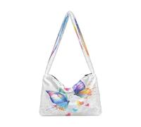 OWFKAY Borsa a tracolla da donna in peluche con due farfalle