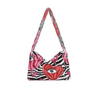 OWFKAY Borsa a tracolla da donna in peluche con motivo a righe zebrate e occhi d'amore