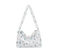 OWFKAY Borsa a tracolla da donna in peluche da donna, borsa a tracolla soffice per l'inverno, motivo albero tinta blu