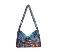 OWFKAY Borsa a tracolla da donna in peluche da donna, borsa a tracolla soffice per l'inverno, zucca, pipistrello, castello