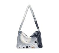 OWFKAY Borsa a tracolla da donna in peluche da donna, morbida borsa a tracolla per l'inverno, fantasmi bianchi, albero di gatto
