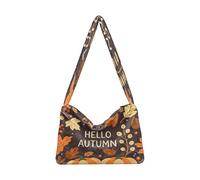 OWFKAY Borsa a tracolla da donna in peluche da donna morbida borsa a tracolla per l'inverno foglia d'acero zucca frutta rossa