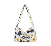 OWFKAY Borsa a tracolla da donna in peluche da donna morbida borsa a tracolla per l'inverno giallo camion albero modello