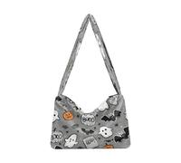 OWFKAY Borsa a tracolla da donna in peluche da donna, morbida borsa a tracolla per l'inverno, motivo pipistrello fantasma