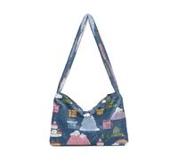 OWFKAY Borsa a tracolla da donna in peluche da donna soffice borsa a tracolla per famiglie con pupazzo di neve invernale gioca sotto l'arcobaleno Aurora alberi di Natale ricoperta di regali luminosi e