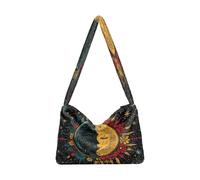 OWFKAY Borsa a tracolla da donna in peluche, morbida borsa a tracolla per inverno, luna, sole, stella