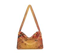 OWFKAY Borsa a tracolla da donna in peluche, morbida borsa a tracolla per l'inverno con acero, zucca, pipistrello