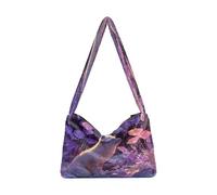 OWFKAY Borsa a tracolla da donna in peluche, morbida borsa a tracolla per l'inverno, il giardino segreto della volpe artica