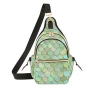 OWFKAY Borsa a tracolla per donne e uomini, con squame di sirena, colore verde menta, antifurto, da viaggio, escursionismo