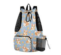 OWFKAY Borsa da nuoto con coulisse in rete, borsa sportiva da palestra, zaino da spiaggia, surf, corgi, palla da cane