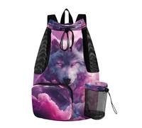 OWFKAY Borsa da nuoto con coulisse in rete, borsa sportiva da palestra, zaino da spiaggia, surf, il lupo in fulmine