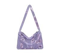 OWFKAY Borsa in peluche sotto le ascelle, con foglie viola, borsa a tracolla da donna, soffice borsa tote per autunno e inverno