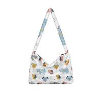 OWFKAY Borsa in peluche sotto le ascelle, con scarabocchio di cane, borsa a tracolla da donna, soffice borsa tote da donna per autunno e inverno
