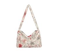 OWFKAY Borsa in peluche sotto le ascelle, motivo a foglie e fiori disegnati a mano, borsa a tracolla da donna, soffice borsa tote da donna per autunno e inverno
