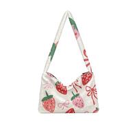 OWFKAY Borsa in peluche sotto le ascelle, motivo con fiocco con linee semplici, borsa a tracolla da donna, soffice borsa tote da donna per autunno e inverno