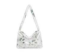 OWFKAY Borsa in peluche sotto le ascelle, motivo foglie rami, borsa a tracolla da donna, soffice borsa tote da donna per autunno e inverno
