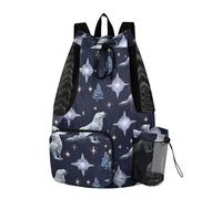 OWFKAY Borsa per attrezzatura da nuoto in rete con coulisse, borsa sportiva da palestra, zaino da spiaggia, surf, sigilli onde sonore cristallizzano in fiocchi di neve