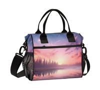 OWFKAY Borsa per il pranzo da uomo, borsa termica per il pranzo, grande, scena del lago, a prova di perdite, per ufficio, viaggio, borsa per il pranzo, M