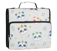 OWFKAY Borsa per raccoglitori a 3 anelli con cerniera, organizer multi-tasche Kawaii Pandas Princess con tracolla e manico