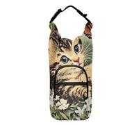 OWFKAY Borsa porta bottiglie d'acqua con gatti che giocano con farfalla in fiori portabottiglie portabottiglie sport accessori, Multicolore, Taglia unica, Borsa per bottiglia d'acqua