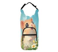 OWFKAY Borsa portabottiglie con criceto carino con occhi grandi in fiori portabottiglie portabottiglie sport accessori per bottiglie d'acqua, Multicolore, Taglia unica, Borsa per bottiglia d'acqua
