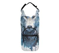 OWFKAY Borsa portabottiglie con lupo e fiori blu portabottiglie portabottiglie sport accessori, Multicolore, Taglia unica, Borsa per bottiglia d'acqua