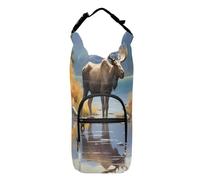 OWFKAY Borsa portabottiglie con renna nel fiume della foresta portabottiglie, accessorio sportivo, Multicolore, Taglia unica, Borsa per bottiglia d'acqua