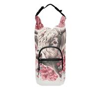 OWFKAY Borsa Portabottiglie Highland Mucca Fiori Rossi Bottiglia Holder Sport Bottiglia di Acqua Accessori, Multicolore, Taglia unica, Borsa per bottiglia d'acqua