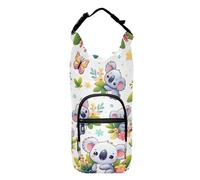 OWFKAY Borsa Portabottiglie Modello Cartoon Koala con Fiori Portabottiglie Porta Bottiglia Sport Accessori, Multicolore, Taglia unica, Borsa per bottiglia d'acqua