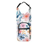 OWFKAY Borsa portabottiglie rosa e blu fiori acquerello modello bottiglia titolare sport bottiglia accessori, Multicolore, Taglia unica, Borsa per bottiglia d'acqua