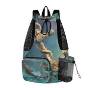 OWFKAY Borsa sportiva con coulisse in rete per attrezzatura da nuoto, sacca da palestra, zaino da spiaggia, surf, ancora fulmine