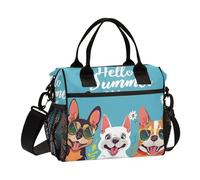 OWFKAY Borsa termica per il pranzo da donna, borsa termica per adulti, riutilizzabile, con cane Hello Summer Crossbody con tracolla da picnic S