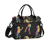 OWFKAY Borsa termica per il pranzo da donna, borsa termica per adulti, riutilizzabile, con scheletro che danza e ombra, borsa a tracolla per picnic, S