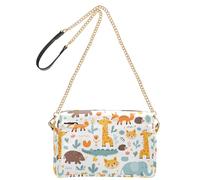 OWFKAY Borse a tracolla per le donne in pelle PU Borse a tracolla a tracolla borse messenger borse a tracolla larga regolabile con motivo animale elefante giraffa volpe