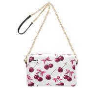 OWFKAY Borse a tracolla per le donne in pelle PU Borse a tracolla a tracolla borse messenger borse regolabili con cinturino largo rosa ciliegia fiocco modello
