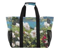 OWFKAY Borsone da viaggio, borsa sportiva da palestra, borsa da spiaggia impermeabile, borsa a tracolla per weekend, borsa da notte per donne, pieghevole, riutilizzabile, paesaggio floreale, Paesaggio