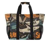 OWFKAY Borsone da viaggio, borsa sportiva da palestra, borsa da spiaggia impermeabile, borsa a tracolla per weekender, borsa da notte per donne, pieghevole, riutilizzabile, motivo squalo, Motivo a