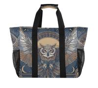 OWFKAY Borsone da viaggio, borsa sportiva da palestra, borsa da spiaggia impermeabile, borsa a tracolla per weekender, borsa da notte da donna, pieghevole, riutilizzabile, gufo magico luna, Gufo