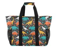 OWFKAY Borsone da viaggio, borsa sportiva da palestra, borsa da spiaggia impermeabile, borsa a tracolla per weekender, borsa da notte per donne, pieghevole, riutilizzabile, dinosauro colorato