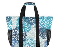 OWFKAY Borsone da viaggio, borsa sportiva da palestra, borsa da spiaggia impermeabile, borsa a tracolla per weekender, borsa da notte da donna, pieghevole, riutilizzabile, astratta dalia blu, Astratto