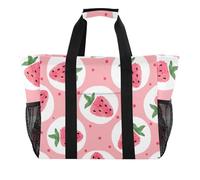 OWFKAY Borsone da viaggio, borsa sportiva da palestra, borsa da spiaggia impermeabile, borsa a tracolla per weekender da donna, pieghevole, riutilizzabile, motivo fragola rosa 7, Motivo fragola rosa 7