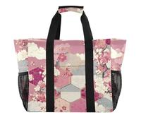 OWFKAY Borsone da viaggio, borsa sportiva da palestra, borsa da spiaggia impermeabile, borsa a tracolla per weekend, borsa da notte da donna, pieghevole, riutilizzabile, motivo in tessuto giapponese