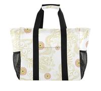 OWFKAY Borsone da viaggio, borsa sportiva da palestra, borsa da spiaggia impermeabile, borsa a tracolla per weekender da donna, pieghevole, riutilizzabile, motivo drago bianco 7, Motivo drago bianco7