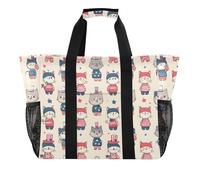 OWFKAY Borsone da viaggio, borsa sportiva da palestra, borsa da spiaggia impermeabile, borsa a tracolla per weekend, borsa da notte per donne, pieghevole, riutilizzabile, motivo gatti, Motivo gatti